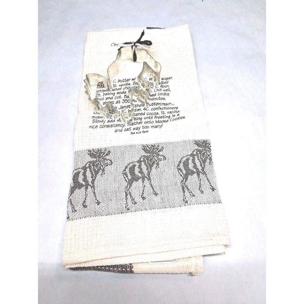 New Moose Cookie Cutter & Kitchen Hand Towel With Chocolate Moose Recipe Set